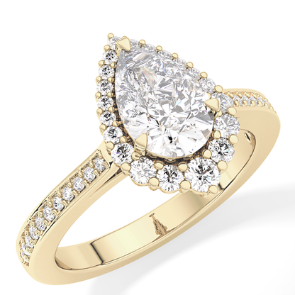 Pear Cut 1.2 Carat Moissanite Ring – Halo & Pave Setting in Gold