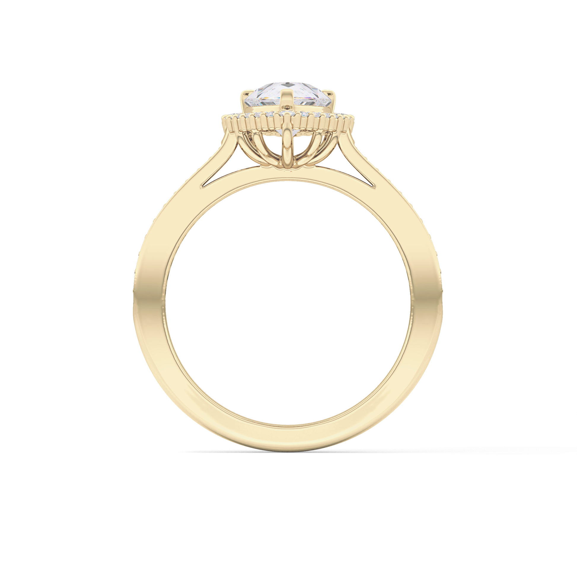 Pear Cut 1.2 Carat Moissanite Ring – Halo & Pave Setting in Gold