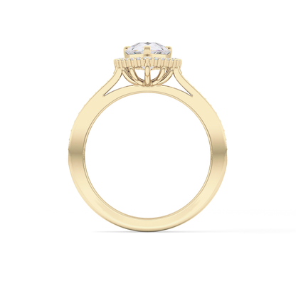 Pear Cut 1.2 Carat Moissanite Ring – Halo & Pave Setting in Gold