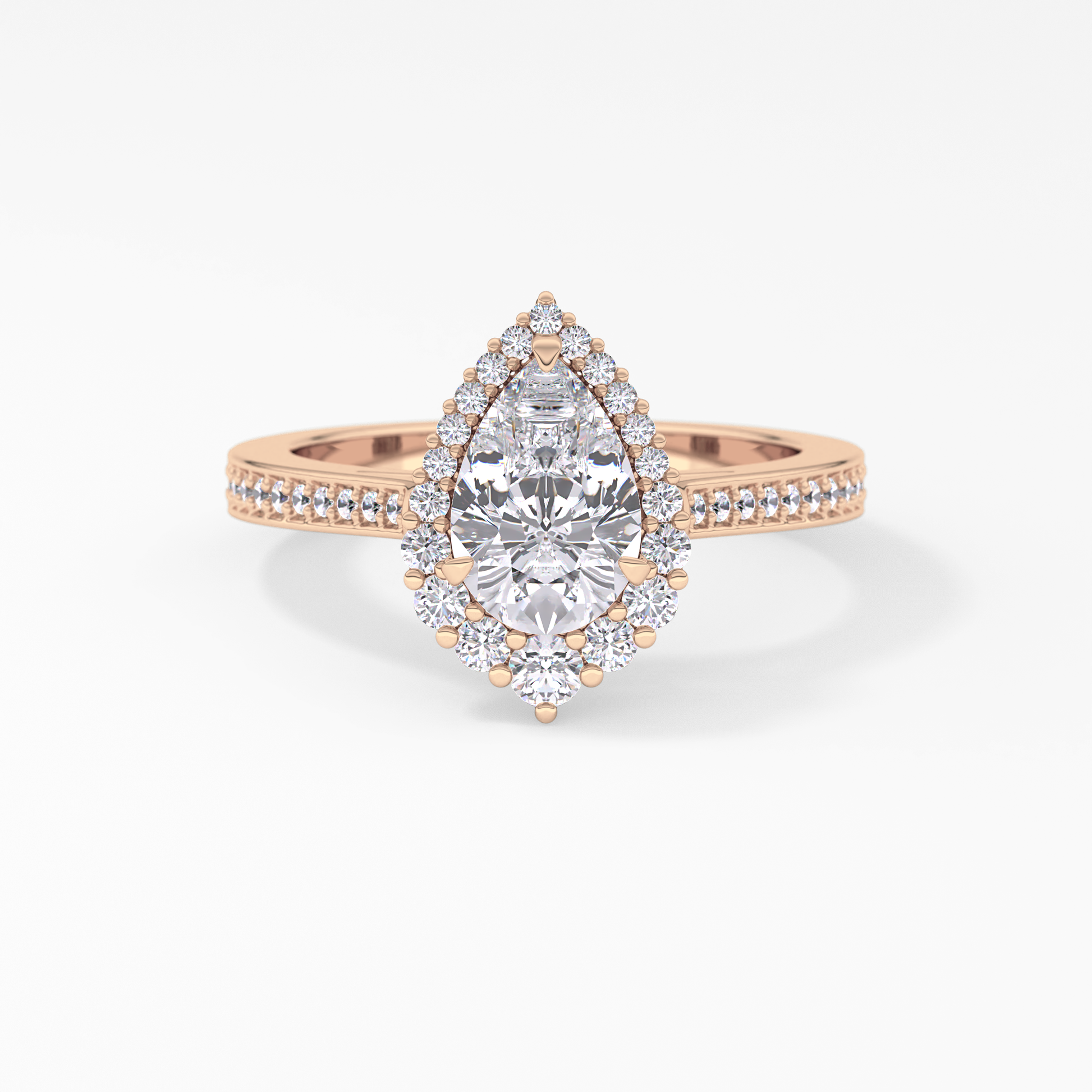 Pear Cut 1.2 Carat Moissanite Ring – Halo & Pave Setting in Gold