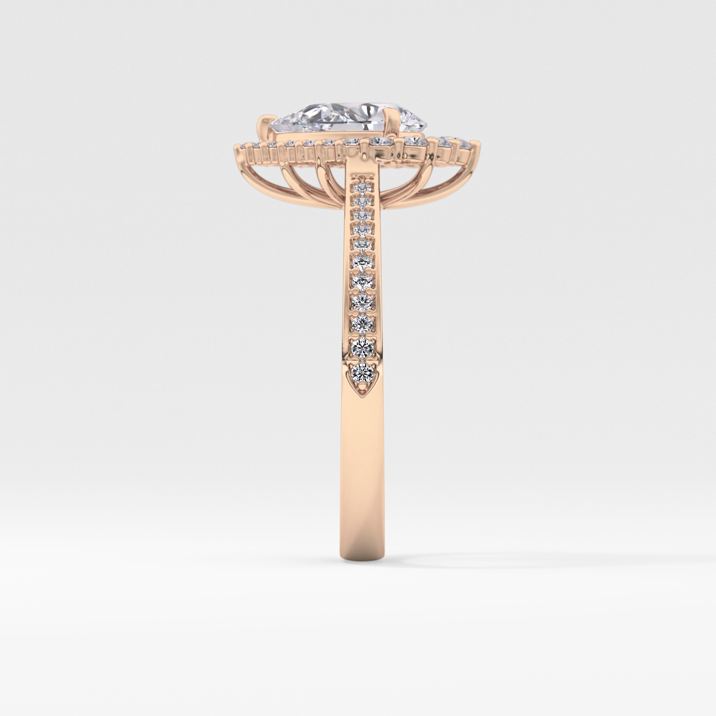 Pear Cut 1.2 Carat Moissanite Ring – Halo & Pave Setting in Gold