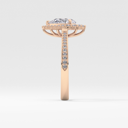 Pear Cut 1.2 Carat Moissanite Ring – Halo & Pave Setting in Gold