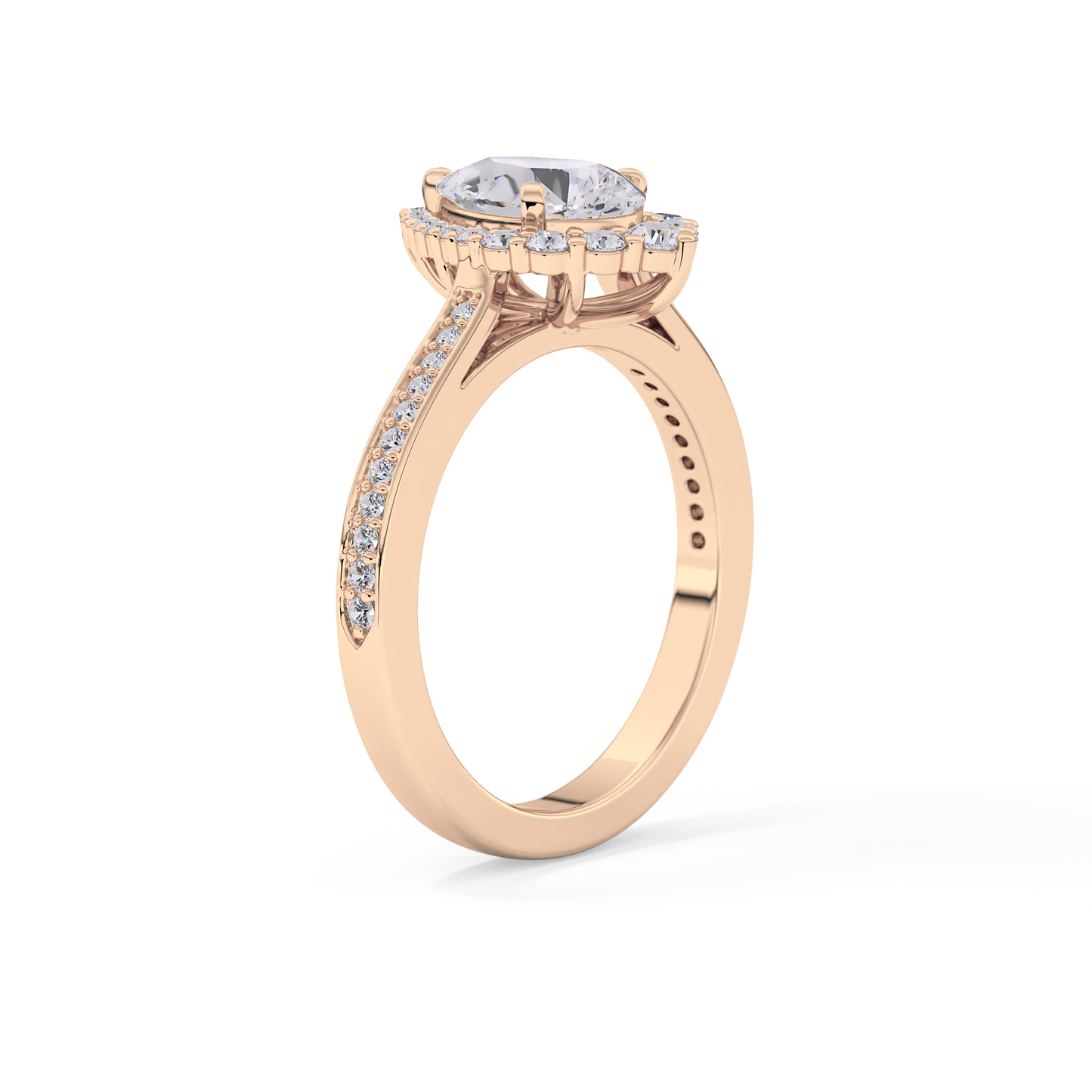 Pear Cut 1.2 Carat Moissanite Ring – Halo & Pave Setting in Gold