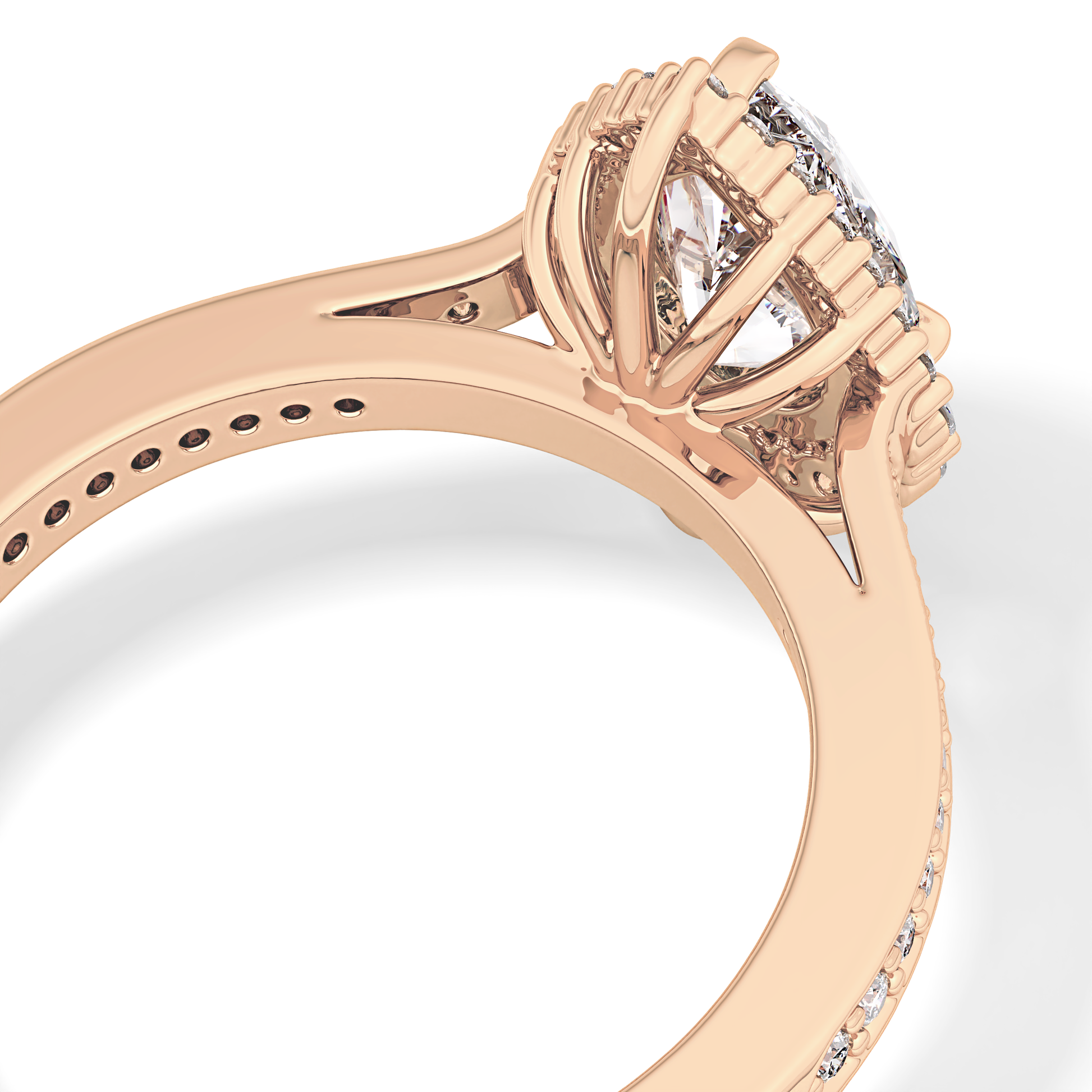 Pear Cut 1.2 Carat Moissanite Ring – Halo & Pave Setting in Gold