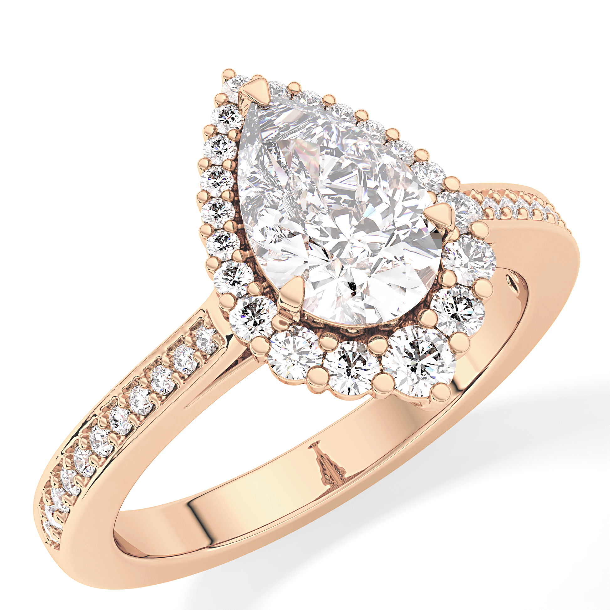 Pear Cut 1.2 Carat Moissanite Ring – Halo & Pave Setting in Gold