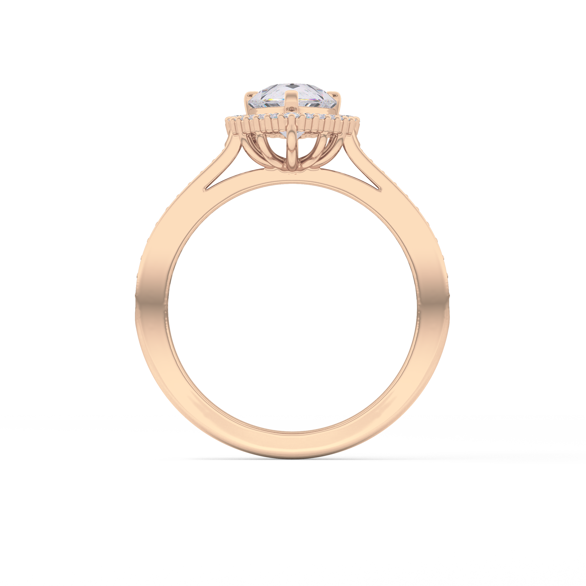Pear Cut 1.2 Carat Moissanite Ring – Halo & Pave Setting in Gold