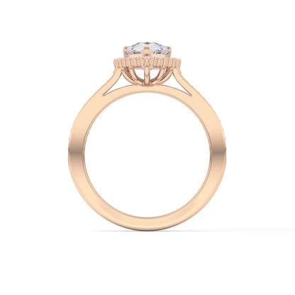 Pear Cut 1.2 Carat Moissanite Ring – Halo & Pave Setting in Gold