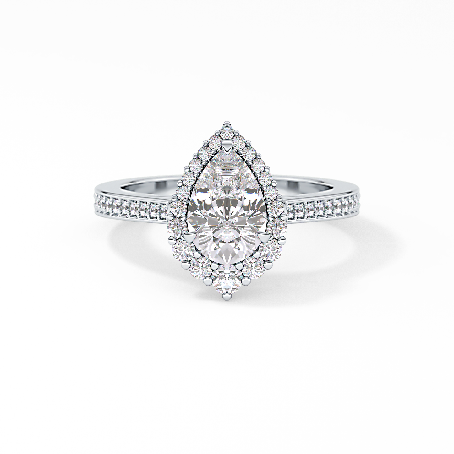 Pear Cut 1.2 Carat Moissanite Ring – Halo & Pave Setting in Gold