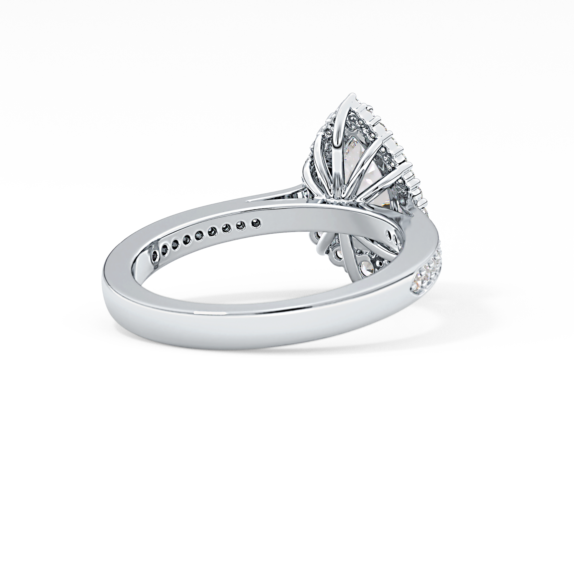 Pear Cut 1.2 Carat Moissanite Ring – Halo & Pave Setting in Gold