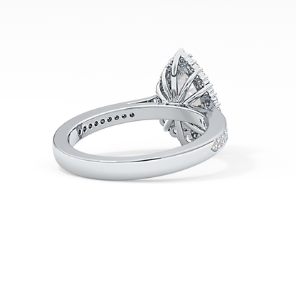 Pear Cut 1.2 Carat Moissanite Ring – Halo & Pave Setting in Gold