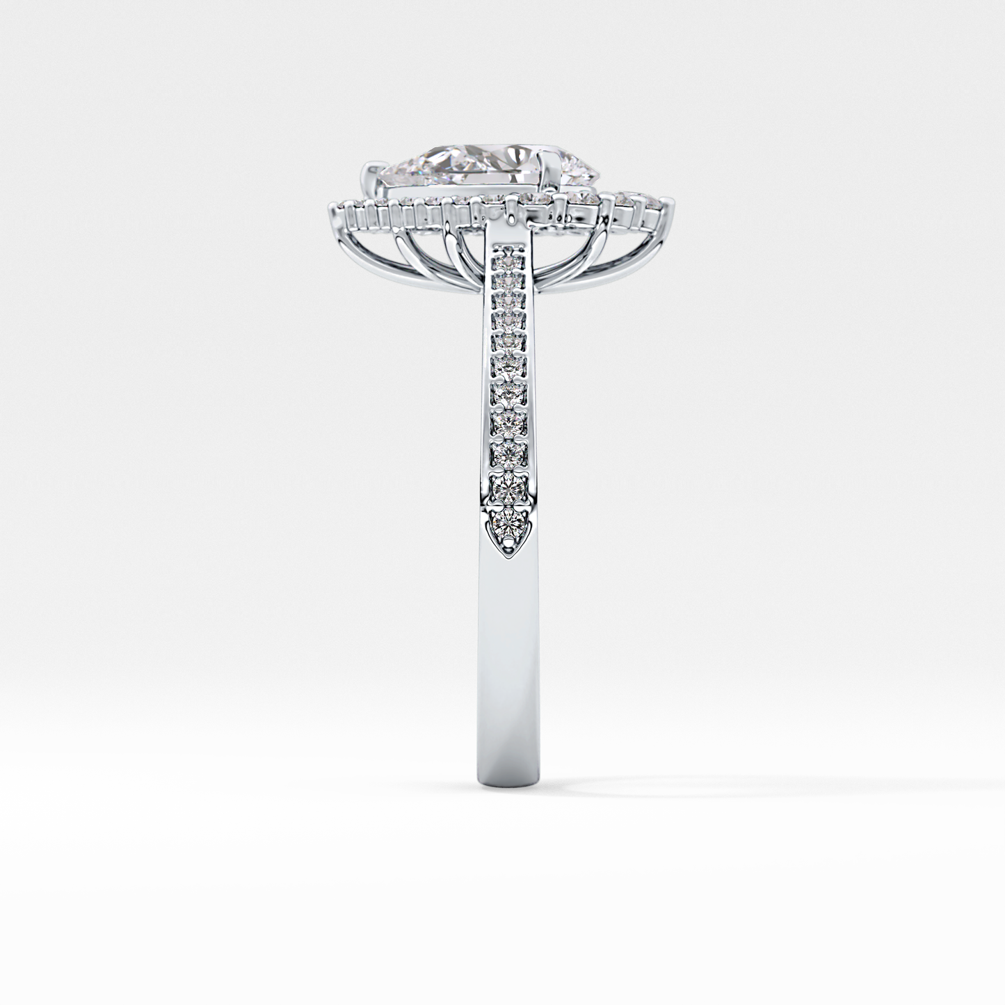 Pear Cut 1.2 Carat Moissanite Ring – Halo & Pave Setting in Gold