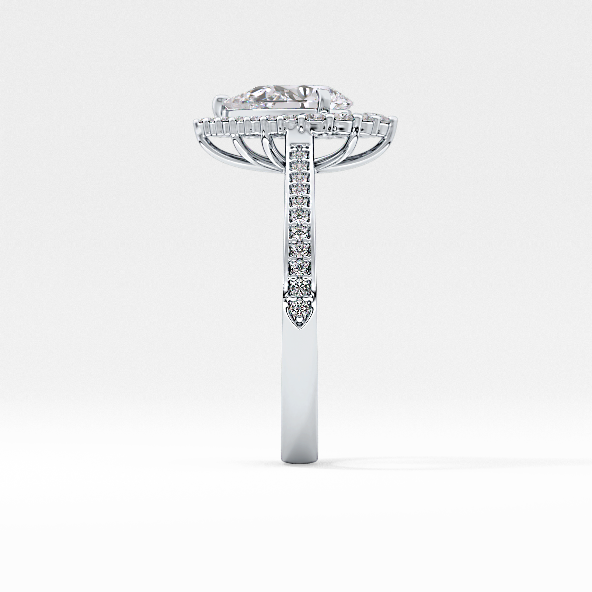 Pear Cut 1.2 Carat Moissanite Ring – Halo & Pave Setting in Gold