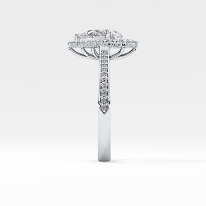 Pear Cut 1.2 Carat Moissanite Ring – Halo & Pave Setting in Gold