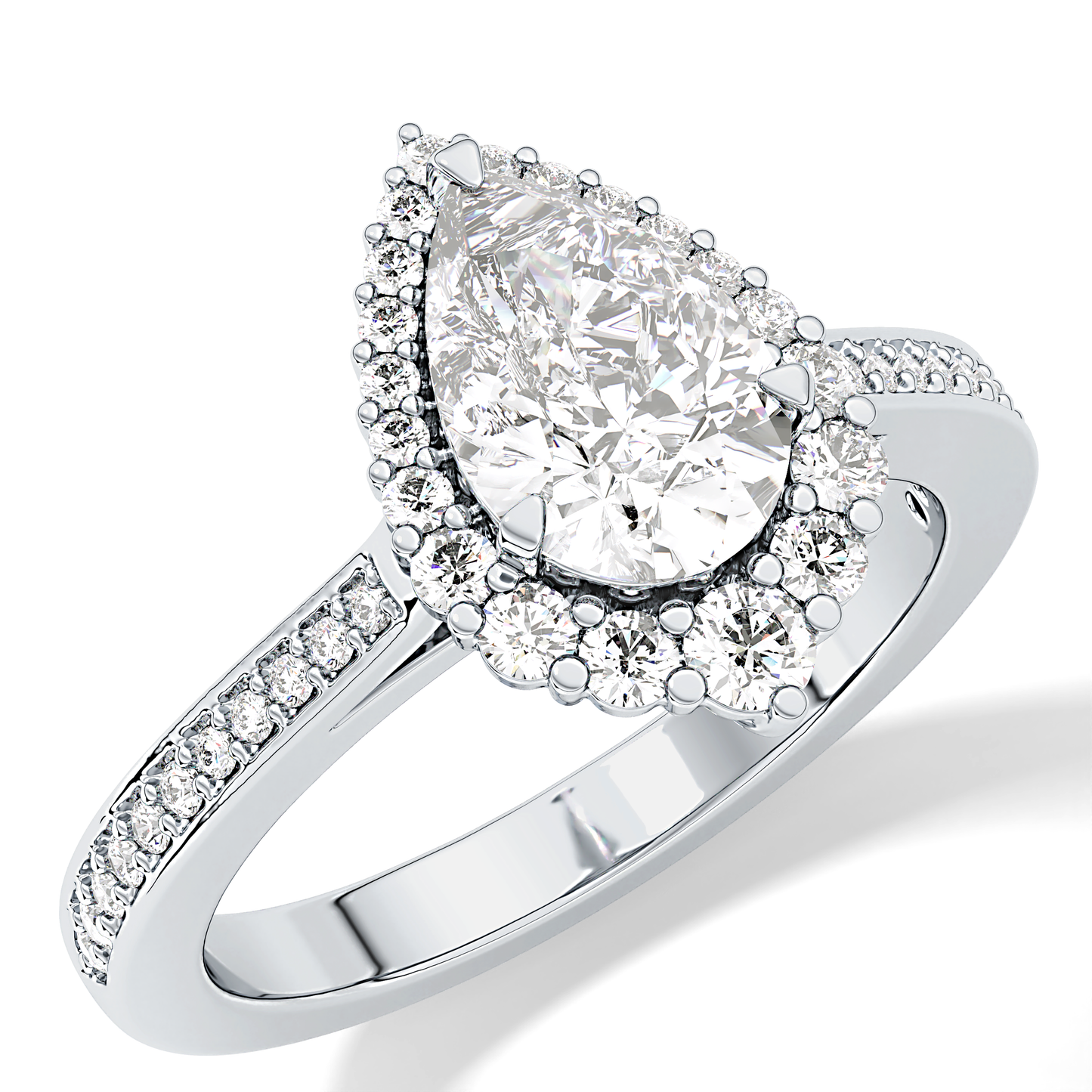 Pear Cut 1.2 Carat Moissanite Ring – Halo & Pave Setting in Gold