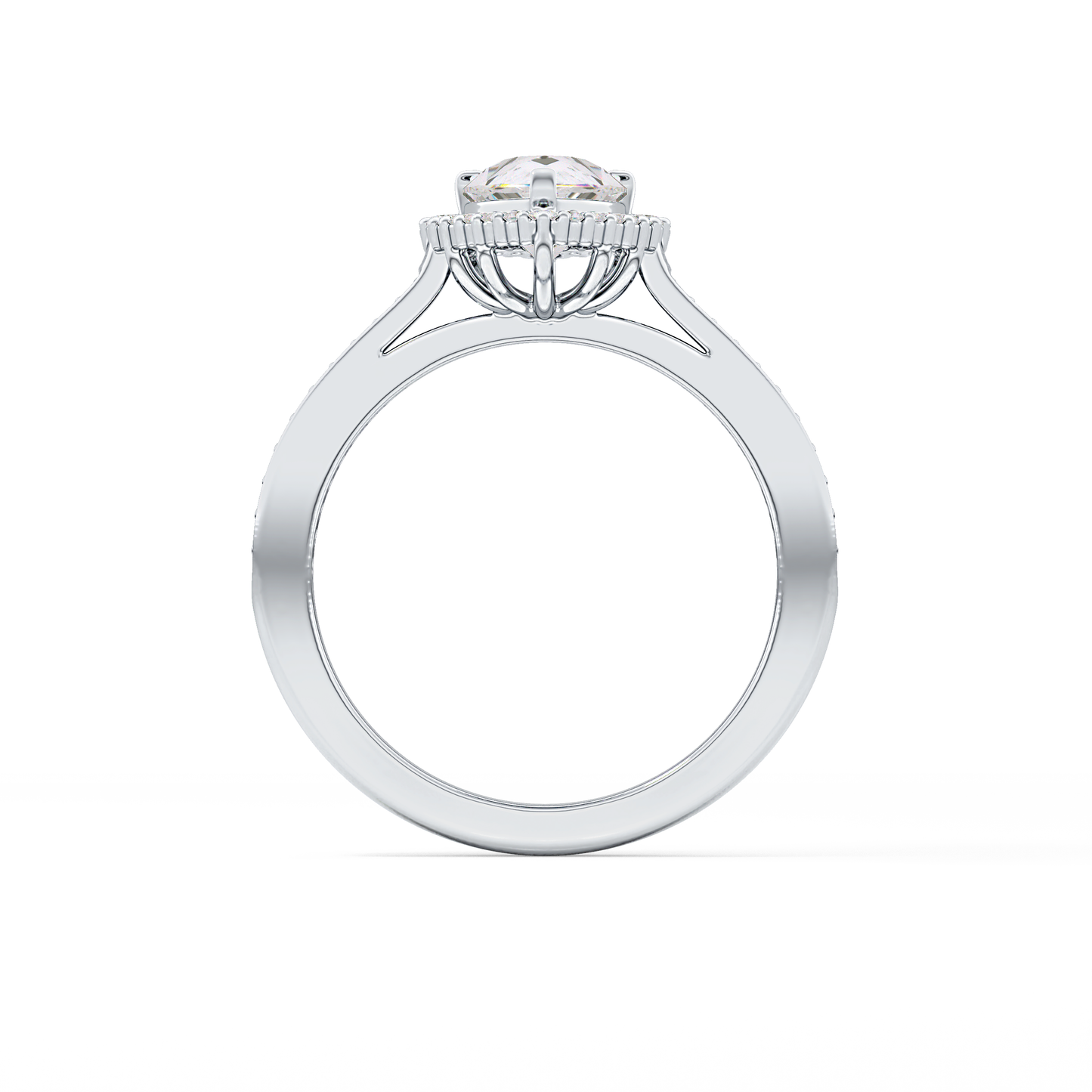 Pear Cut 1.2 Carat Moissanite Ring – Halo & Pave Setting in Gold
