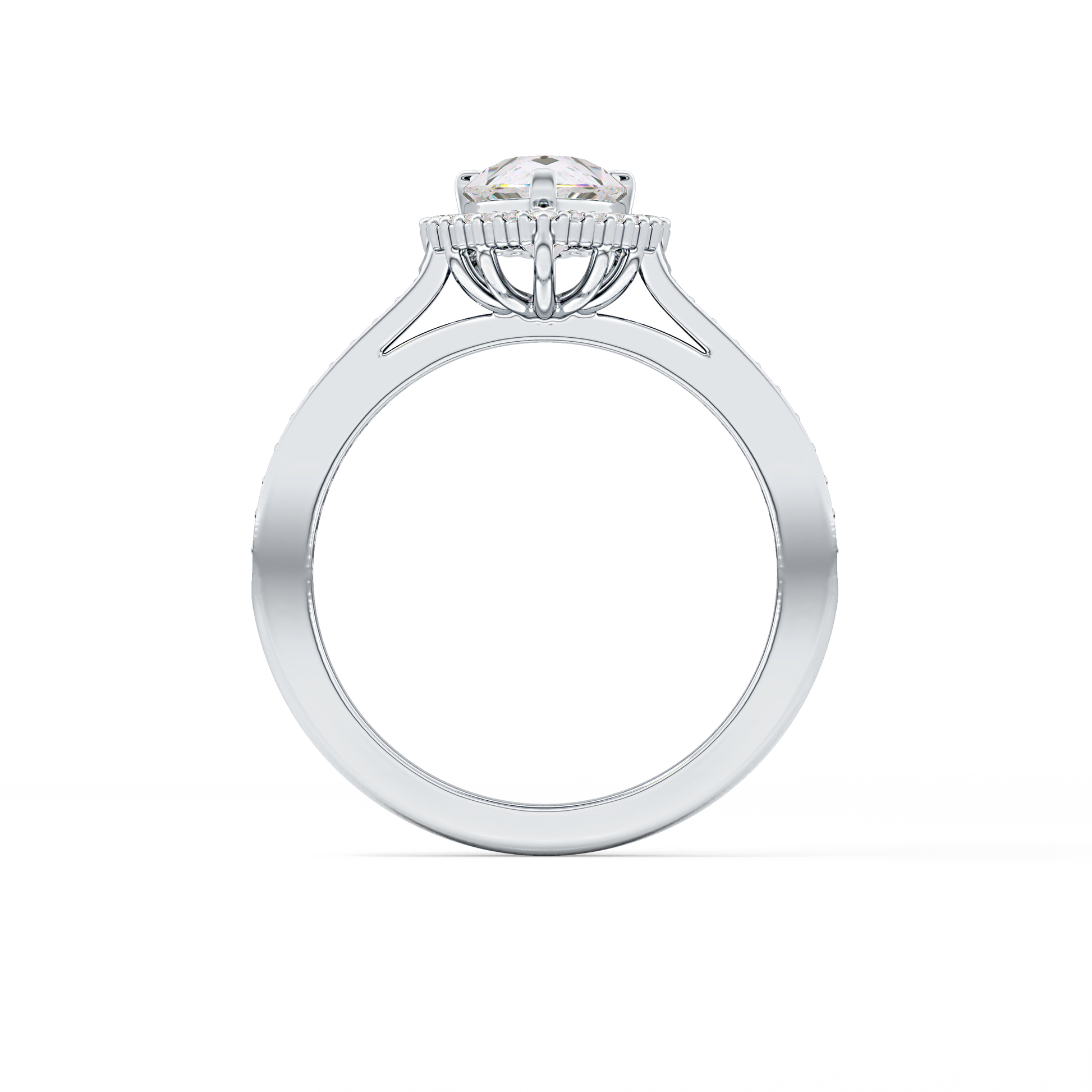 Pear Cut 1.2 Carat Moissanite Ring – Halo & Pave Setting in Gold