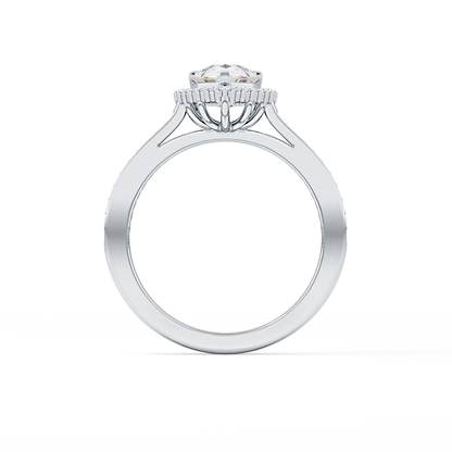 Pear Cut 1.2 Carat Moissanite Ring – Halo & Pave Setting in Gold
