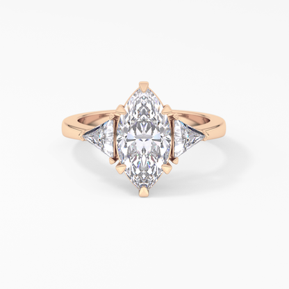 Marquise Three Stone Lab Grown Diamond Engagement Ring