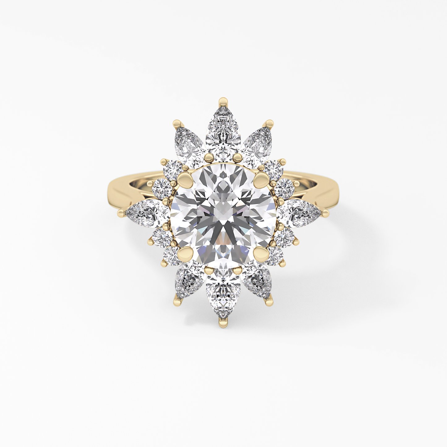 Round Cluster Lab Grown Diamond Engagement Ring