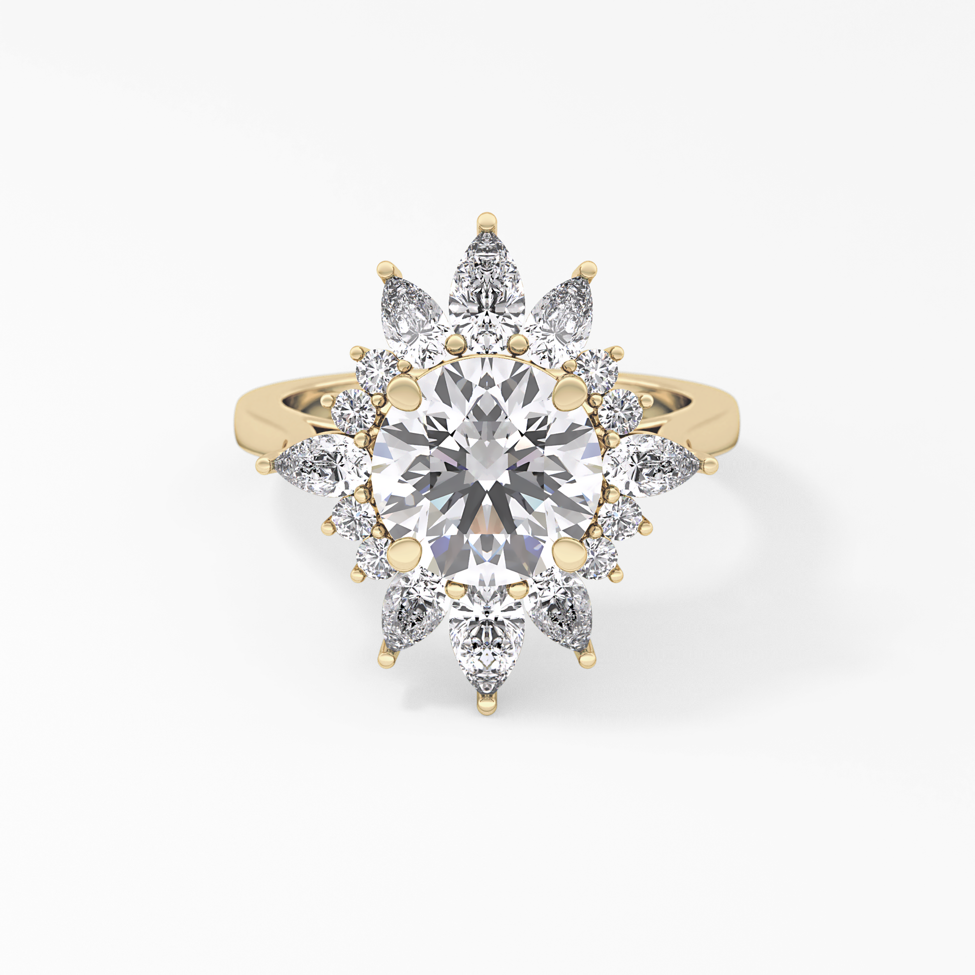 Round Cluster Lab Grown Diamond Engagement Ring