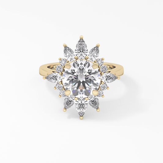 Round Cluster Lab Grown Diamond Engagement Ring
