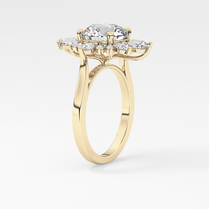 Round Cluster Lab Grown Diamond Engagement Ring