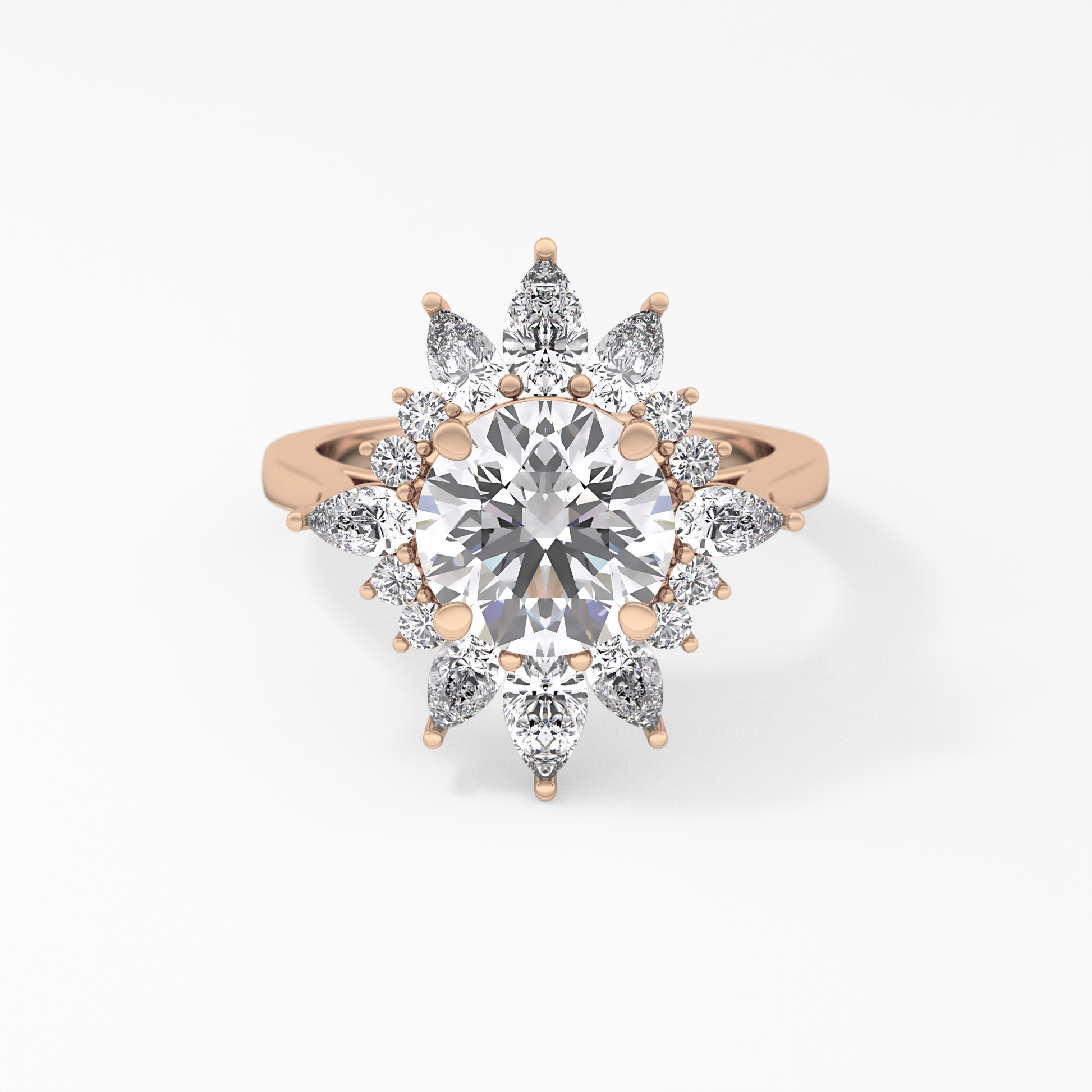 Round Cluster Lab Grown Diamond Engagement Ring
