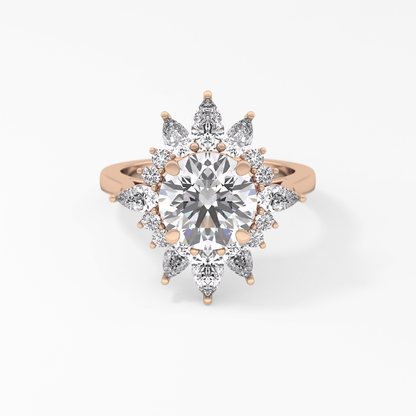 Round Cluster Lab Grown Diamond Engagement Ring