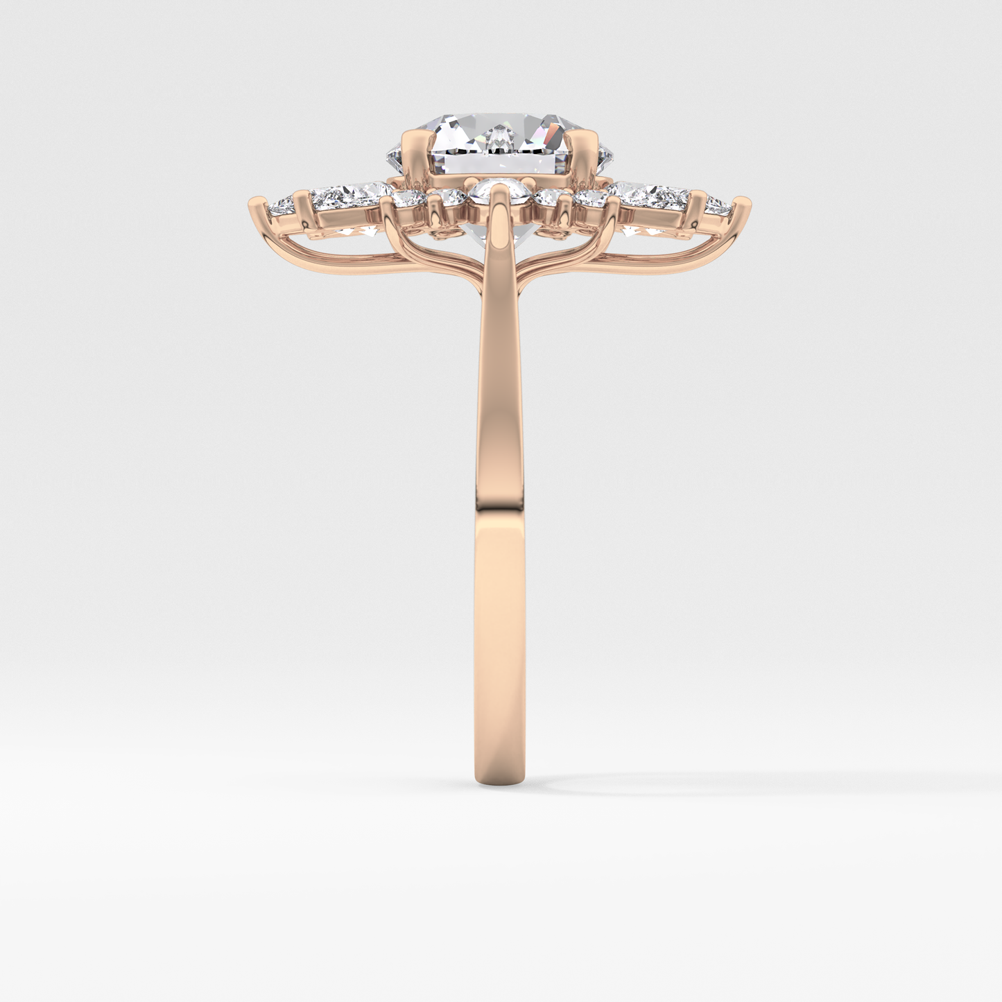 Round Cluster Lab Grown Diamond Engagement Ring