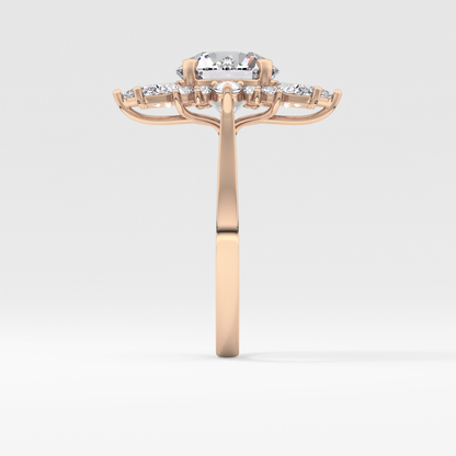 Round Cluster Lab Grown Diamond Engagement Ring