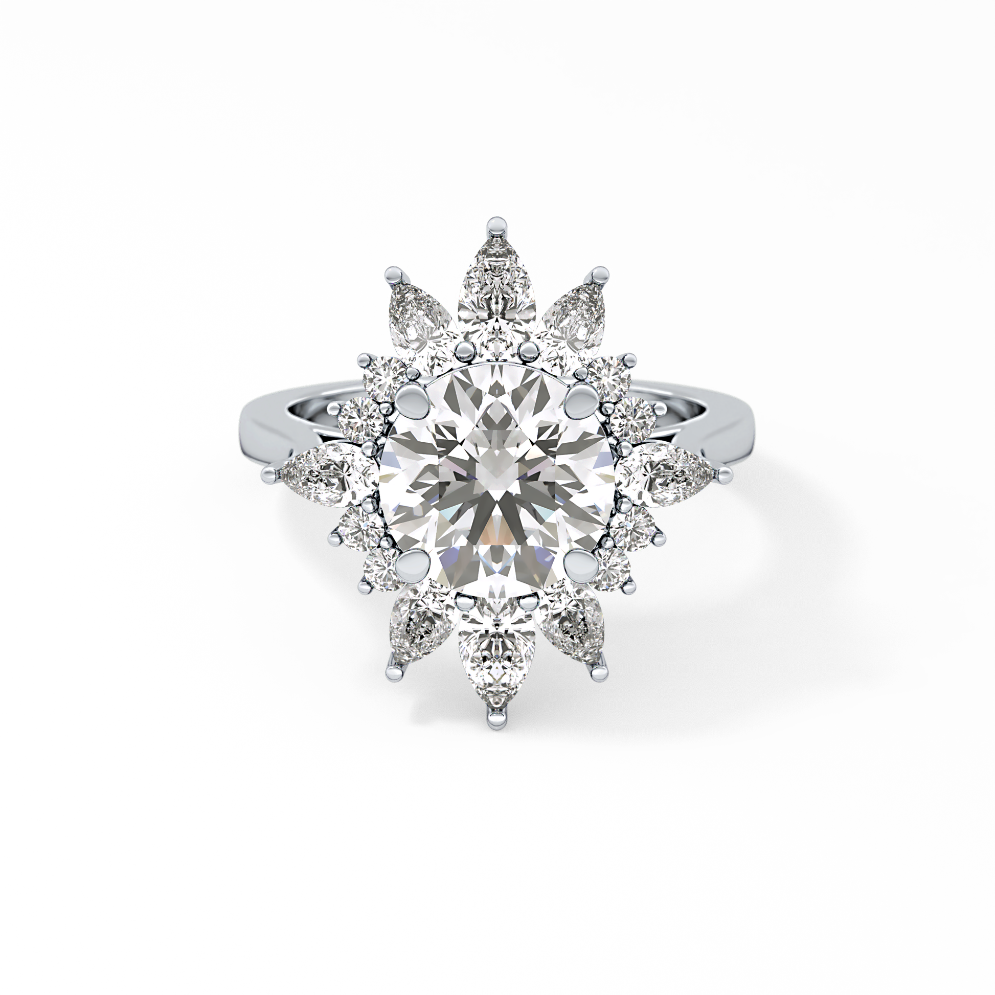 Round Cluster Lab Grown Diamond Engagement Ring