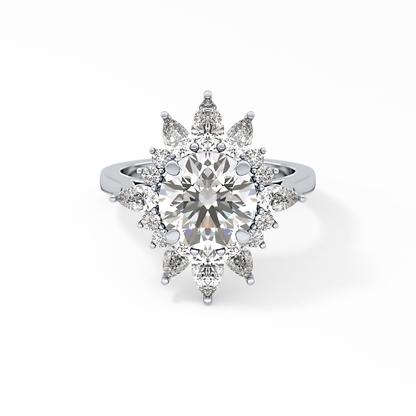Round Cluster Lab Grown Diamond Engagement Ring