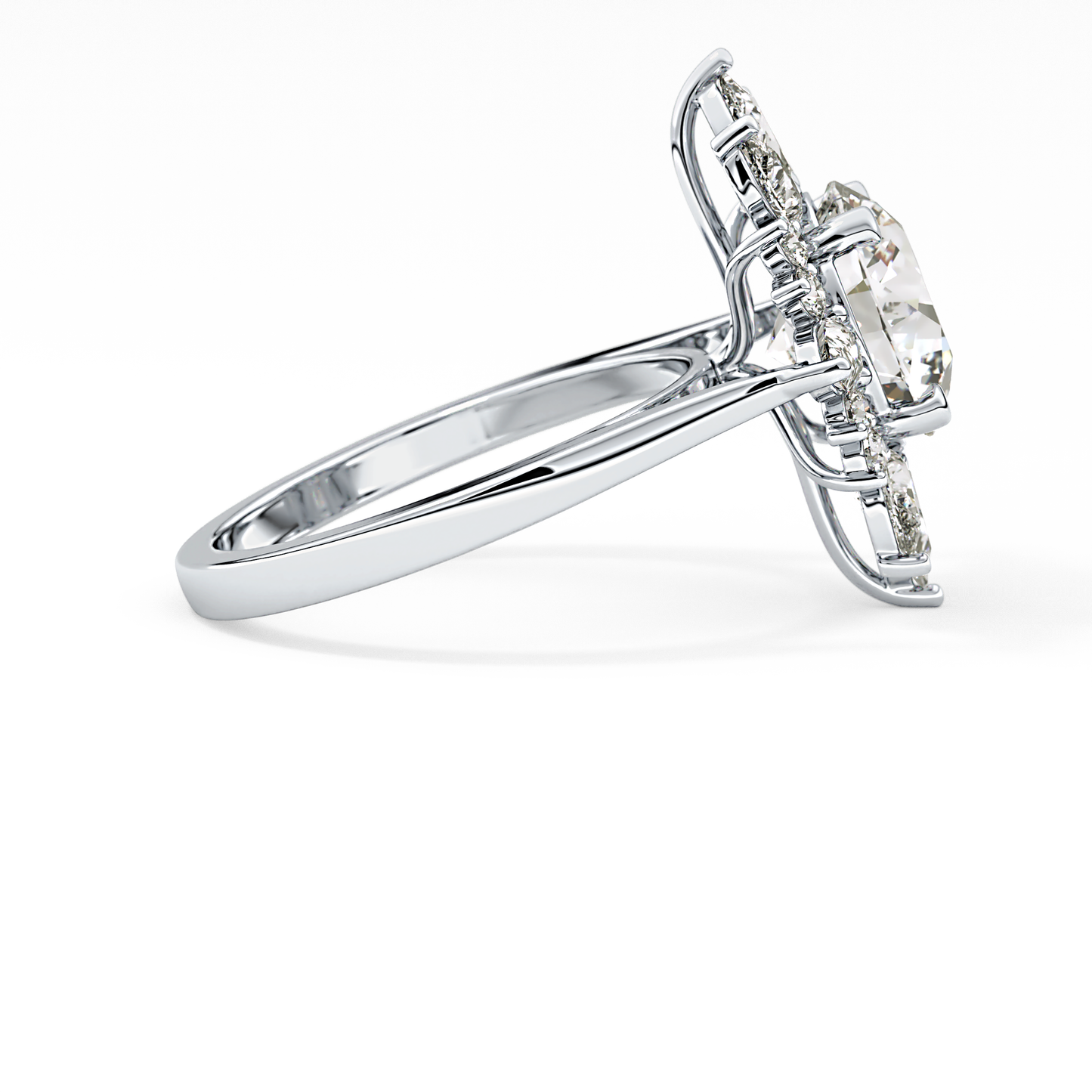 Round Cluster Lab Grown Diamond Engagement Ring