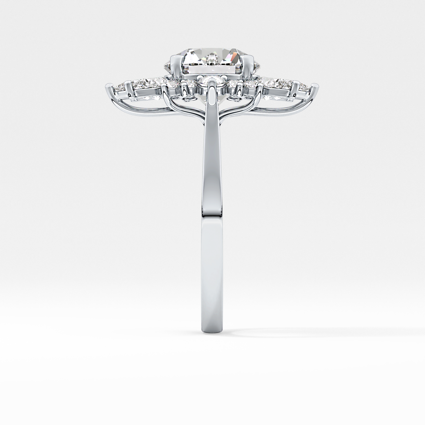 Round Cluster Lab Grown Diamond Engagement Ring