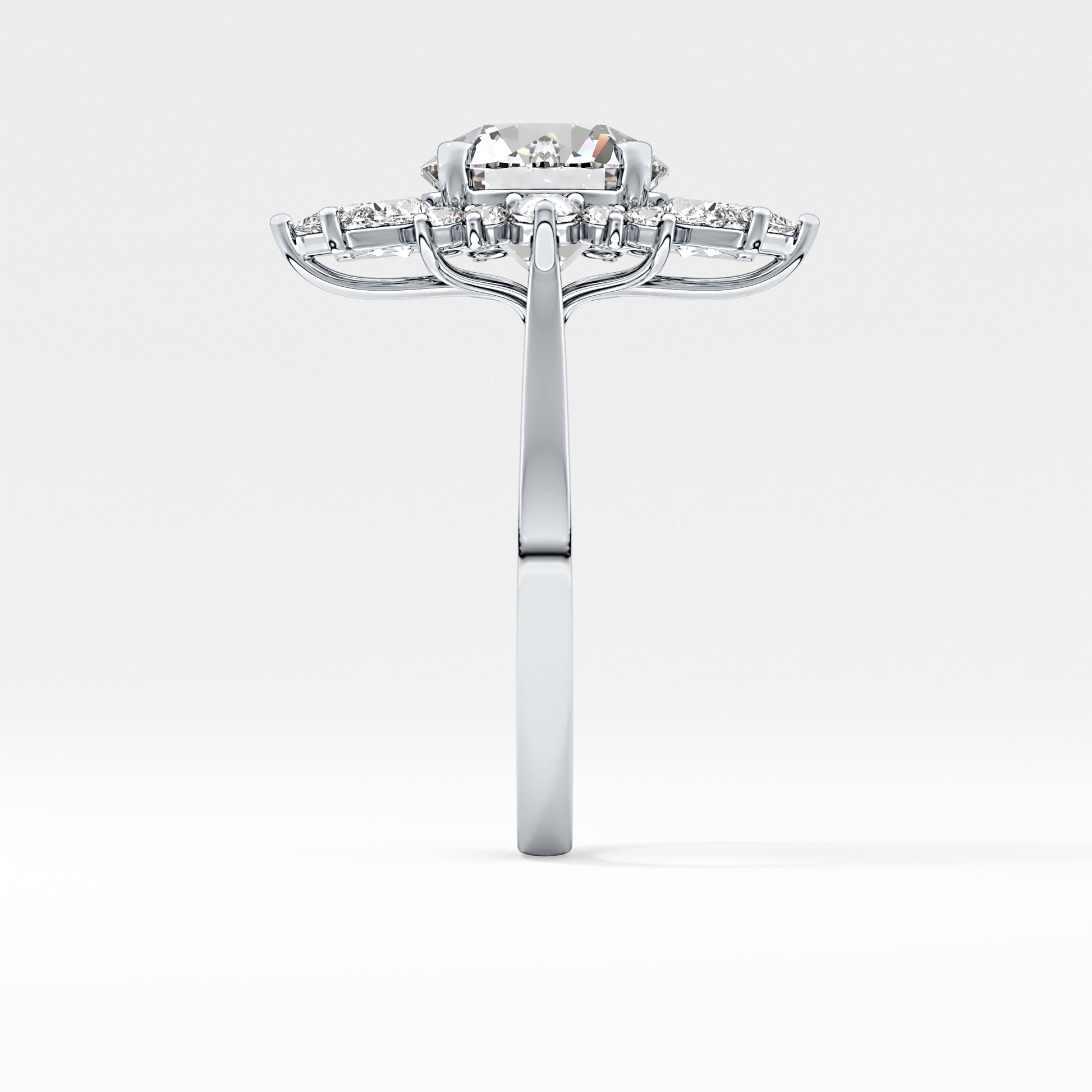 Round Cluster Lab Grown Diamond Engagement Ring