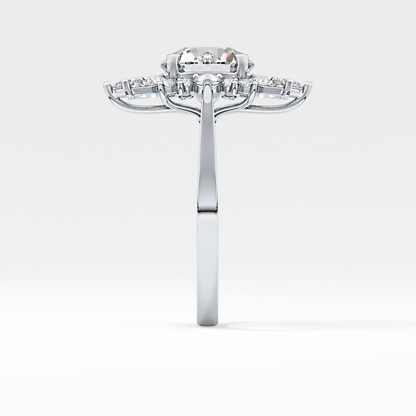 Round Cluster Lab Grown Diamond Engagement Ring
