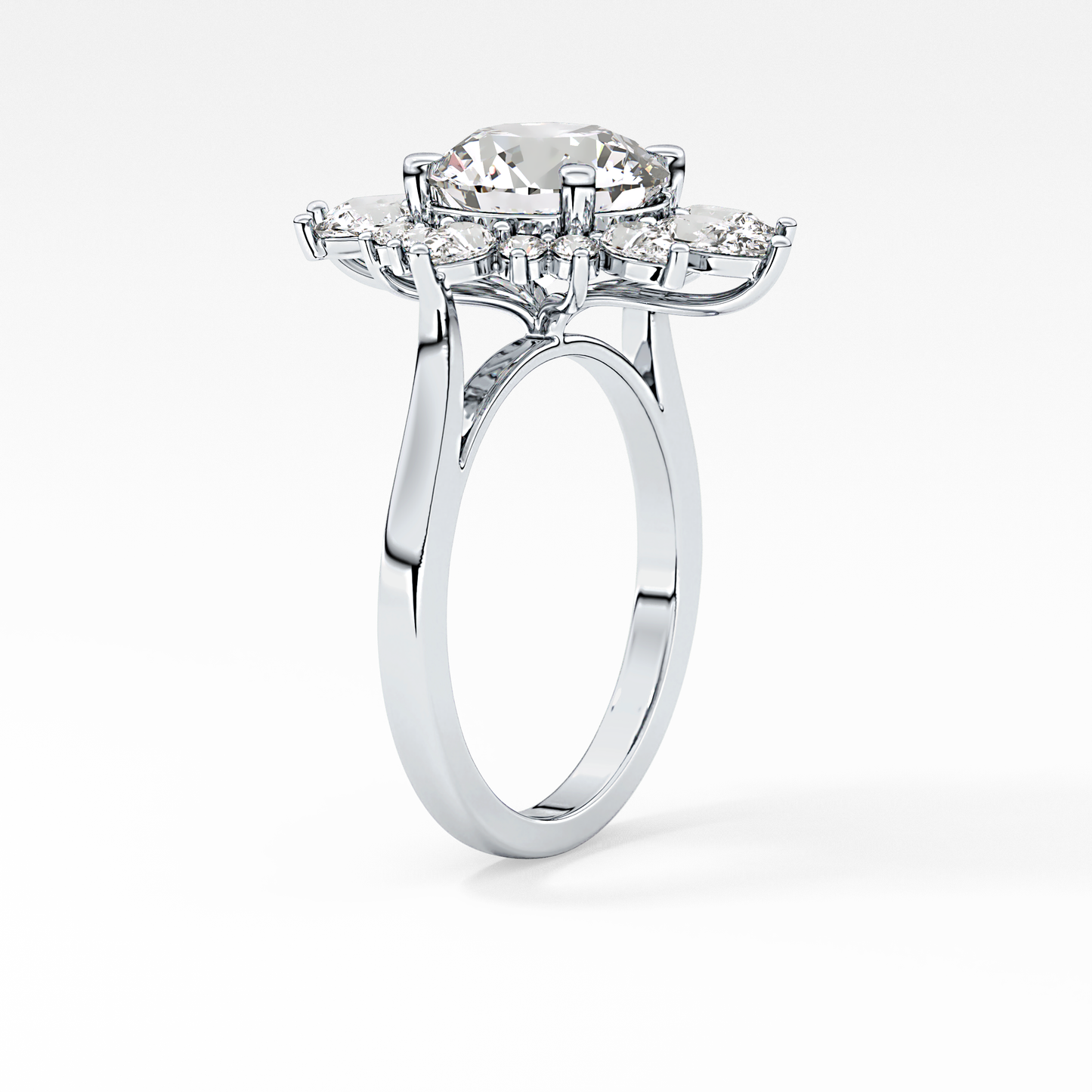 Round Cluster Lab Grown Diamond Engagement Ring