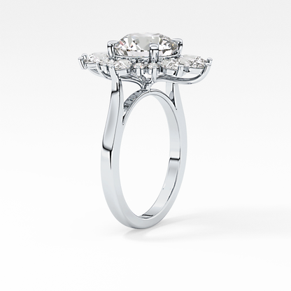 Round Cluster Lab Grown Diamond Engagement Ring