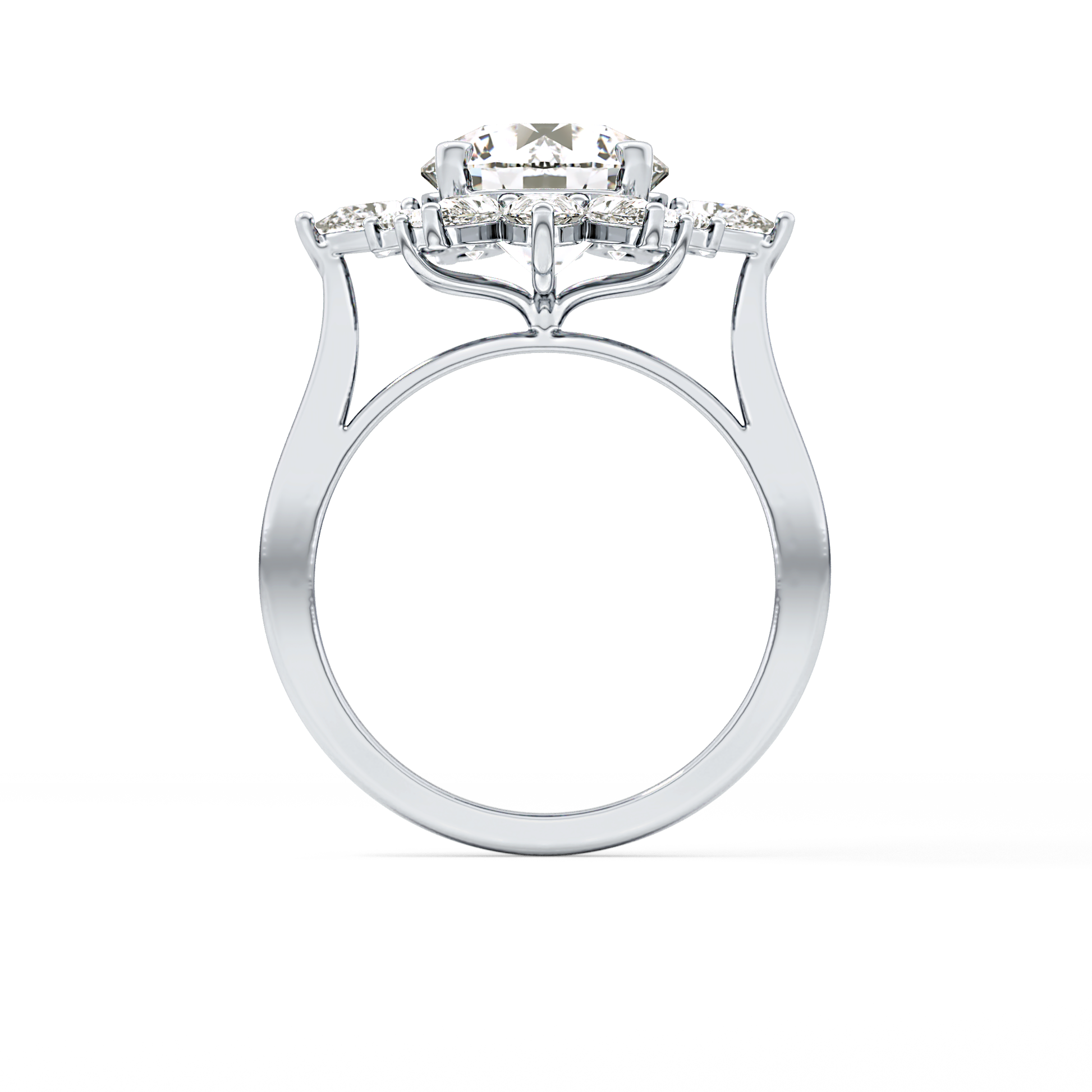 Round Cluster Lab Grown Diamond Engagement Ring