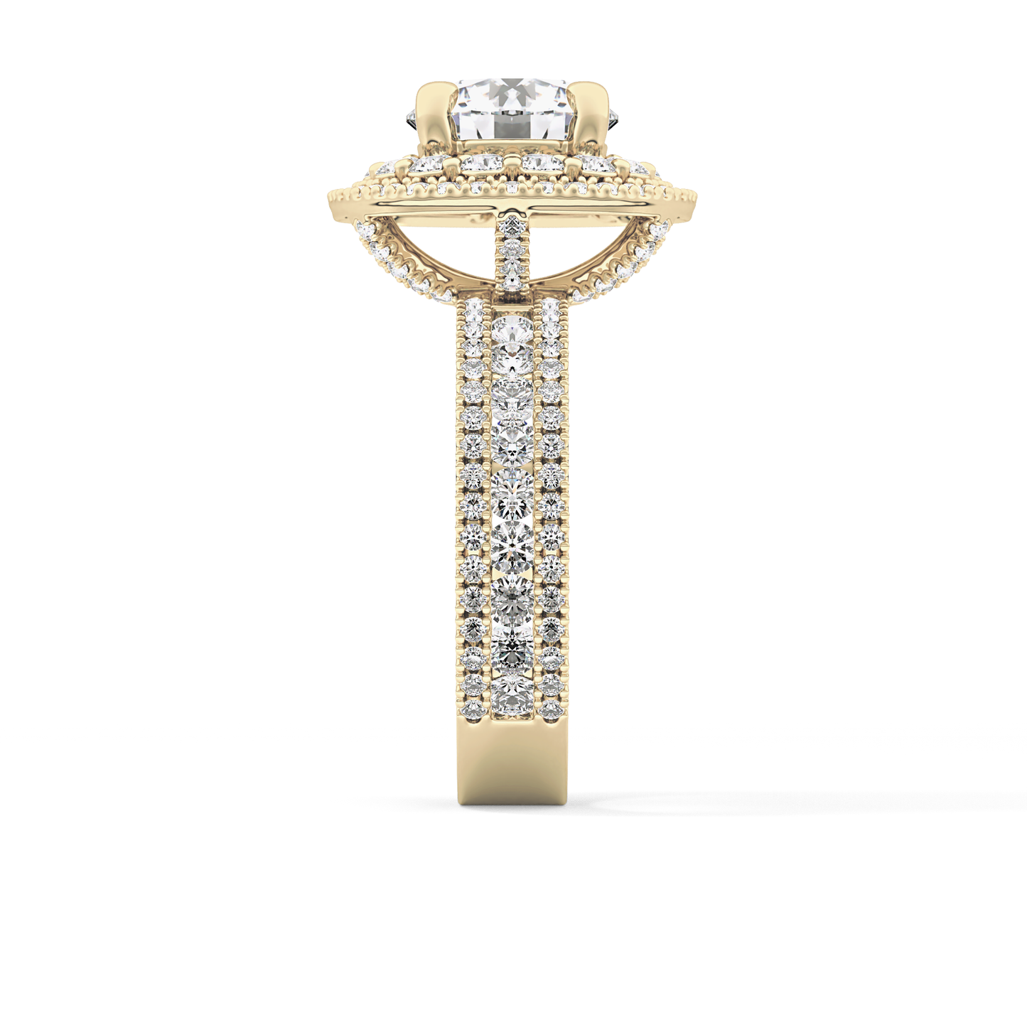 Round Double Halo & Pave Lab Grown Diamond Engagement Ring