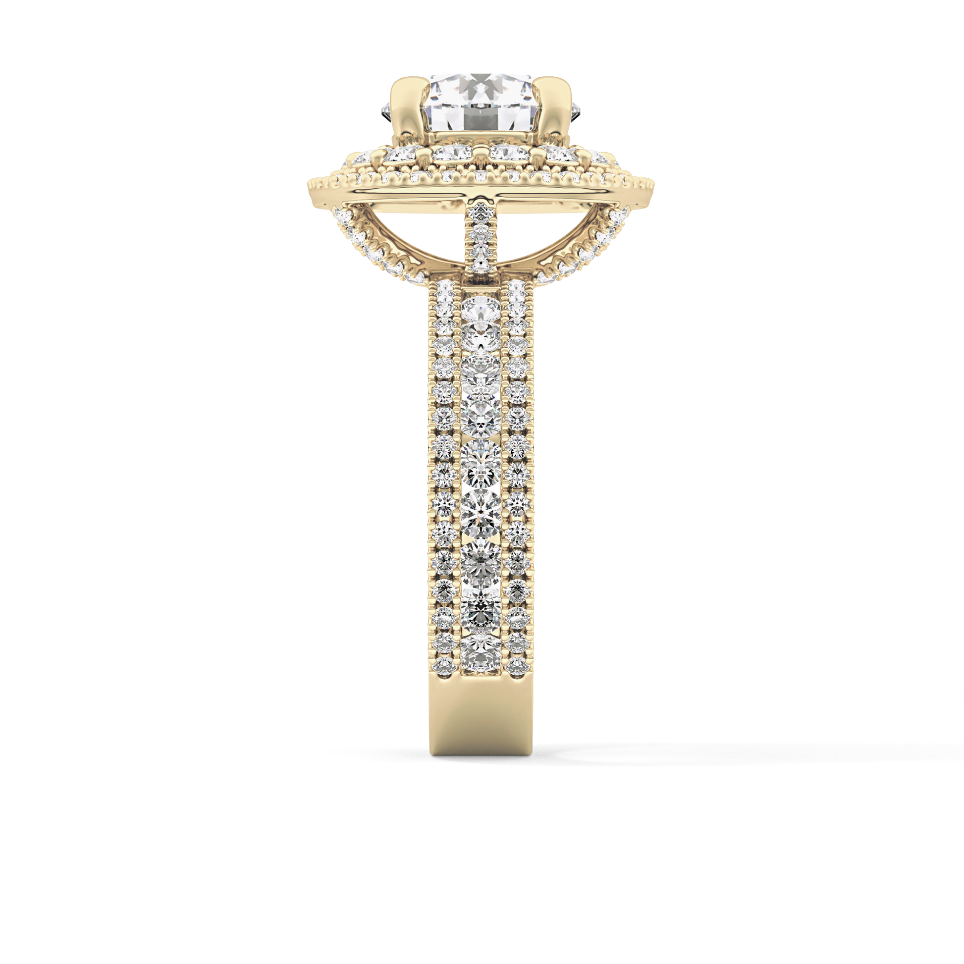 Round Double Halo & Pave Lab Grown Diamond Engagement Ring
