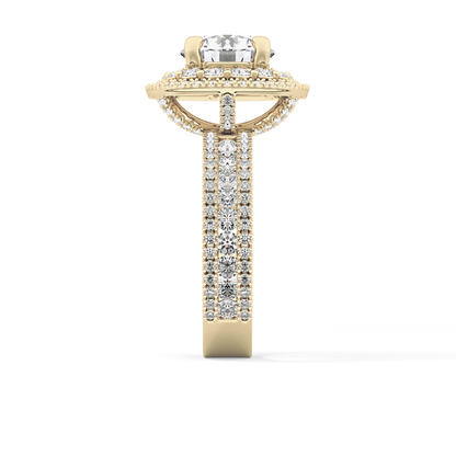 Round Double Halo & Pave Lab Grown Diamond Engagement Ring