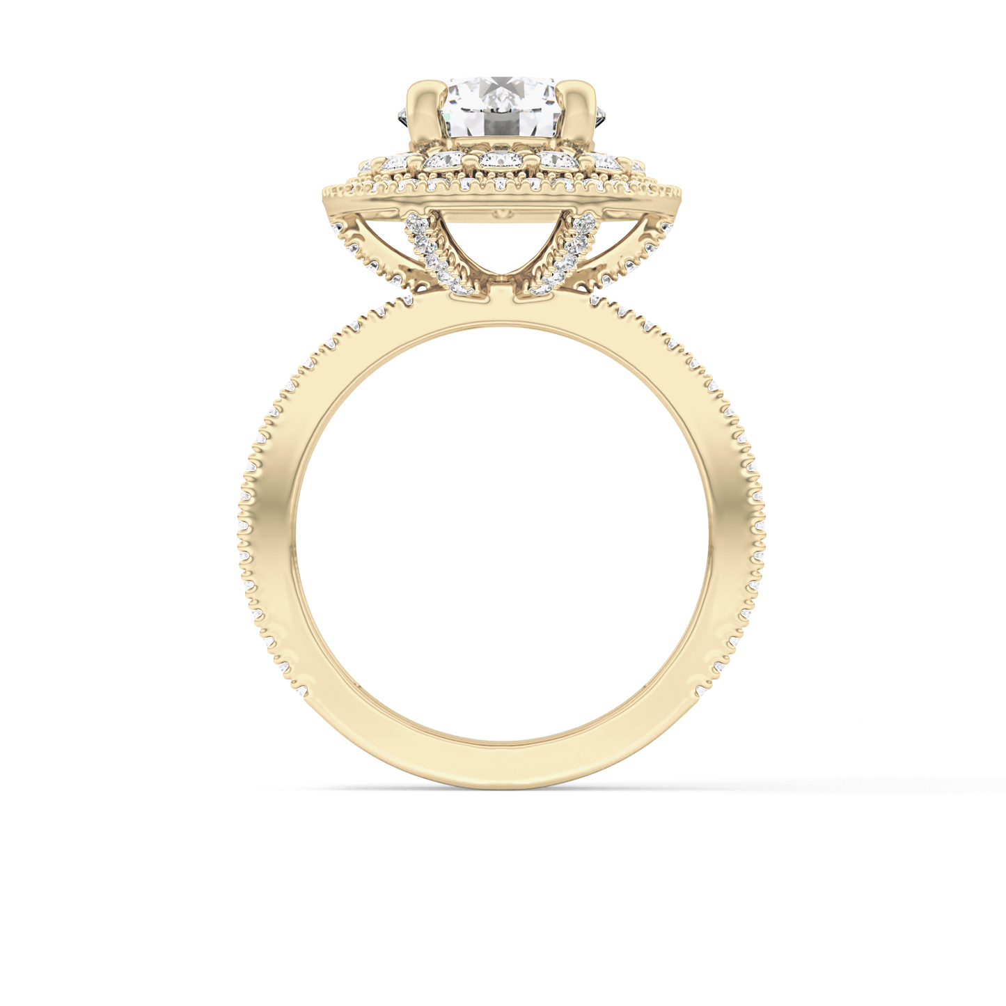 Round Double Halo & Pave Lab Grown Diamond Engagement Ring