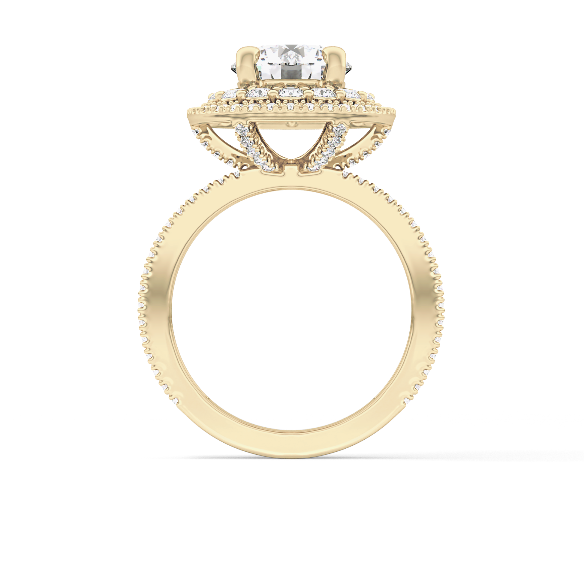 Round Double Halo & Pave Lab Grown Diamond Engagement Ring