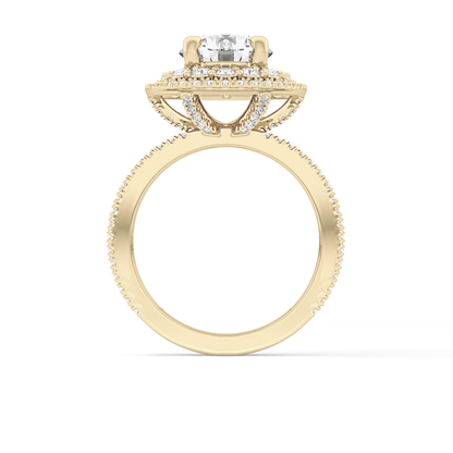 Round Double Halo & Pave Lab Grown Diamond Engagement Ring