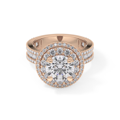 Round Double Halo & Pave Lab Grown Diamond Engagement Ring
