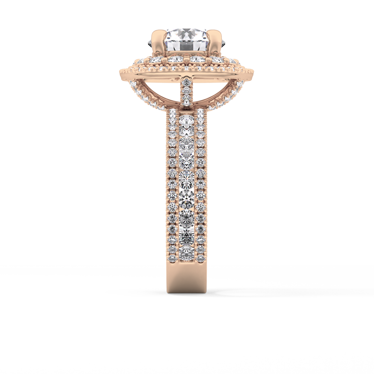 Round Double Halo & Pave Lab Grown Diamond Engagement Ring