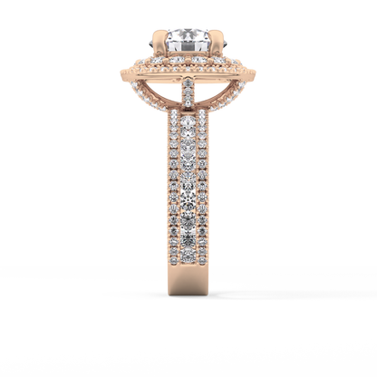 Round Double Halo & Pave Lab Grown Diamond Engagement Ring