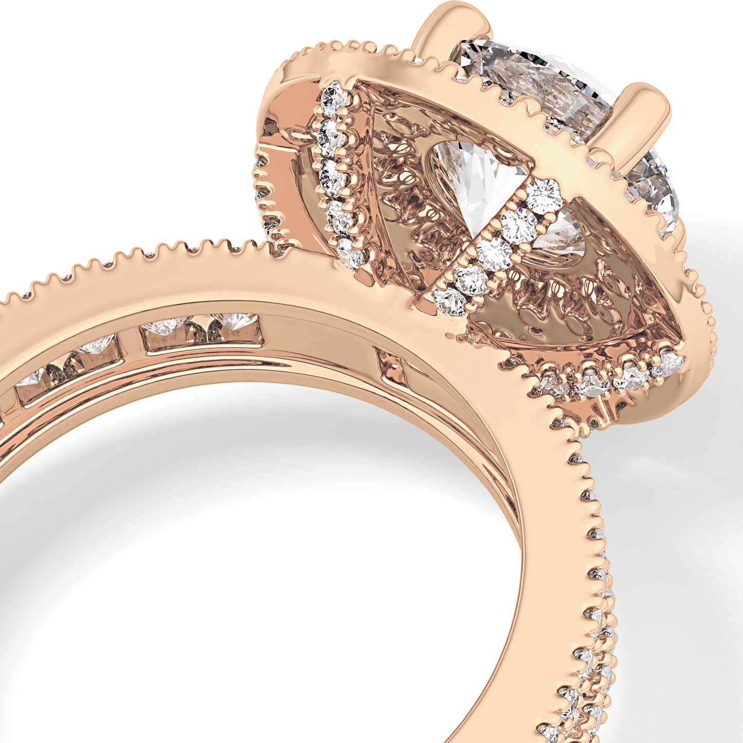 Round Double Halo & Pave Lab Grown Diamond Engagement Ring
