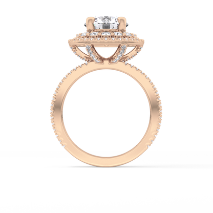 Round Double Halo & Pave Lab Grown Diamond Engagement Ring